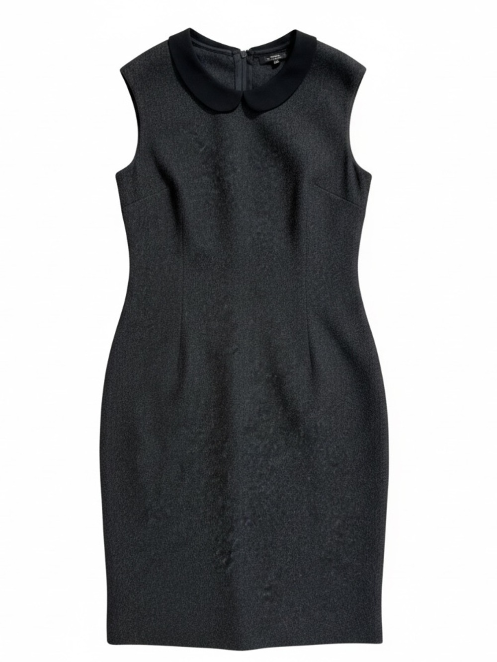 Miu Miu 2011 Wool Silk Peter Pan Collar Sheath Dress Gray Black IT 42